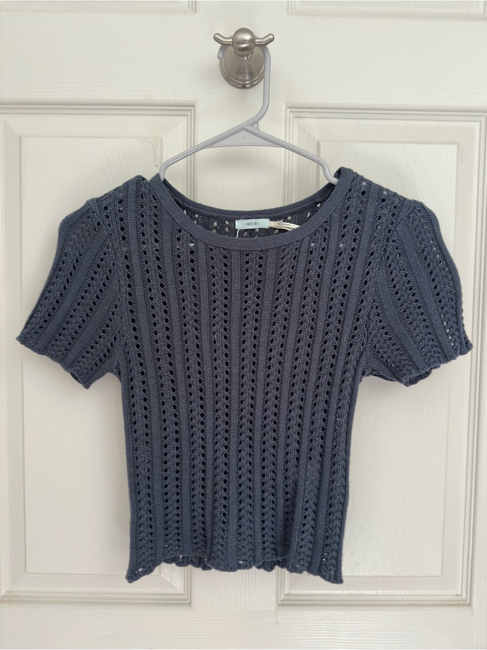 Urban Outfitters Navy Crochet Short Sleeve Tee